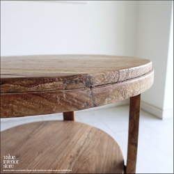 チーク無垢材 ヴィンテージサイドテーブルBoln01 丸テーブル 什器 コーヒーテーブル 一点物 再生家具 無垢材家具 2枚目の画像