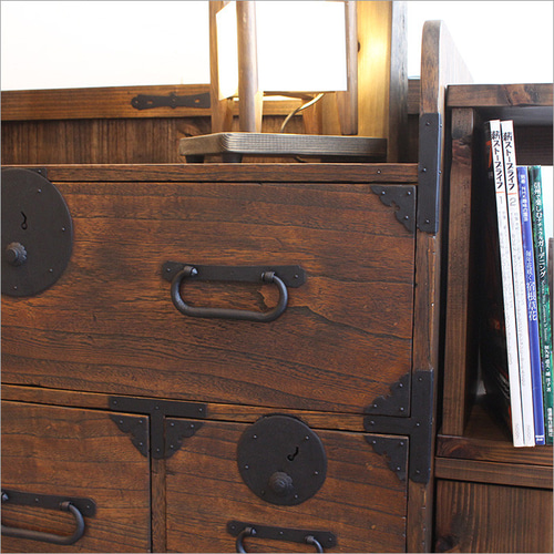 チェスト アンティーク 和箪笥 おしゃれ 2段 脚付き 収納 玄関 飾り台