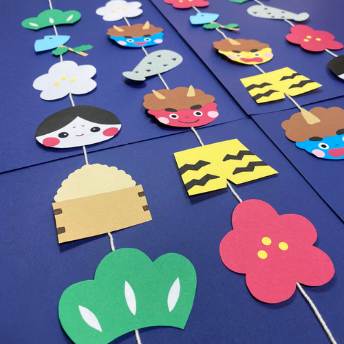 ラミネート加工済 】節分ガーランド 吊るし飾り 壁面飾り 2月 春 鬼