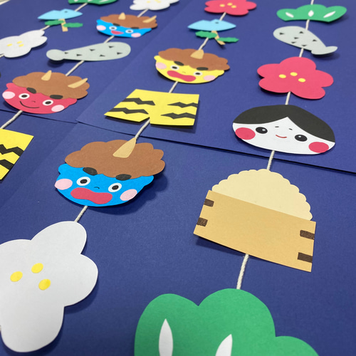 ラミネート加工済 】節分ガーランド 吊るし飾り 壁面飾り 2月 春 鬼