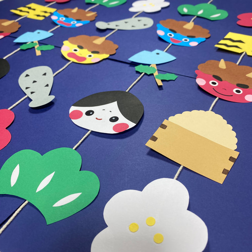 ラミネート加工済 】節分ガーランド 吊るし飾り 壁面飾り 2月 春 鬼