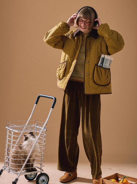 襟配色　綿入りコート　アウター ご注文から商品到着までに約7 20日程度かかります