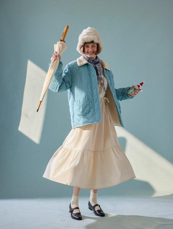 襟配色　綿入りコート　アウター ご注文から商品到着までに約7 20日程度かかります