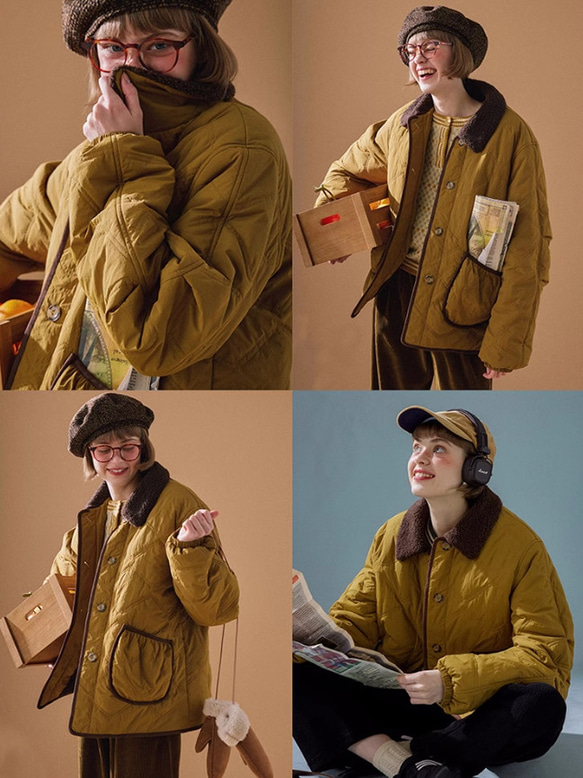 襟配色　綿入りコート　アウター ご注文から商品到着までに約7 20日程度かかります