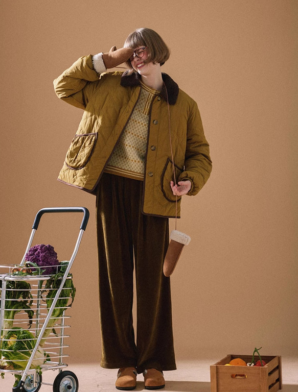 襟配色　綿入りコート　アウター ご注文から商品到着までに約7 20日程度かかります