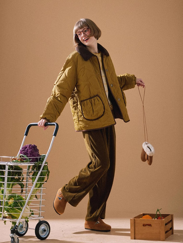 襟配色　綿入りコート　アウター ご注文から商品到着までに約7 20日程度かかります