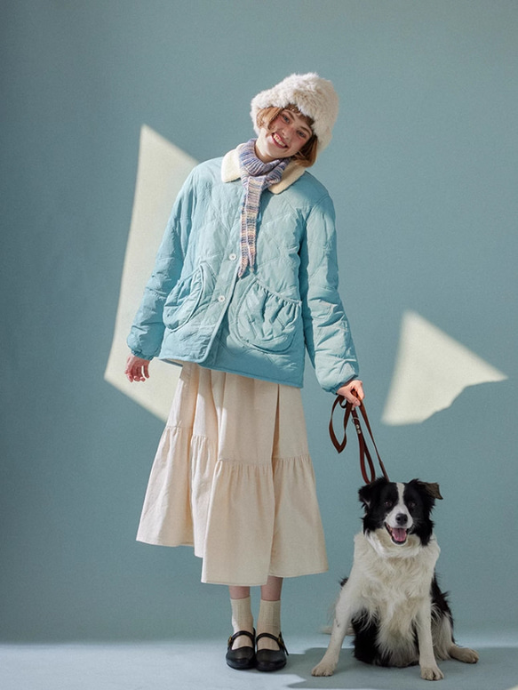 襟配色　綿入りコート　アウター ご注文から商品到着までに約7 20日程度かかります