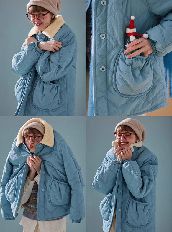 襟配色　綿入りコート　アウター ご注文から商品到着までに約7 20日程度かかります