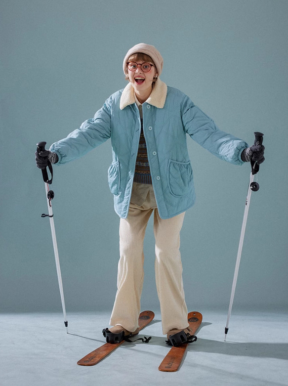 襟配色　綿入りコート　アウター ご注文から商品到着までに約7 20日程度かかります