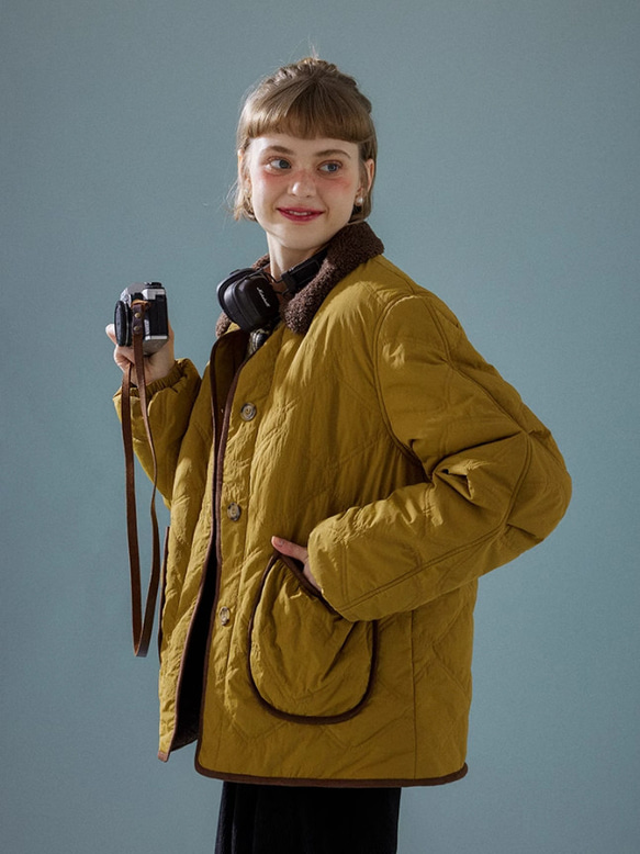 襟配色　綿入りコート　アウター ご注文から商品到着までに約7 20日程度かかります