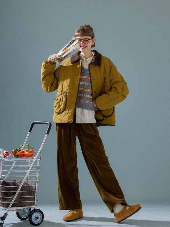 襟配色　綿入りコート　アウター ご注文から商品到着までに約7 20日程度かかります