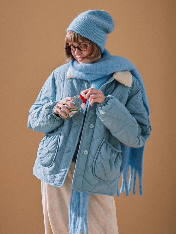 襟配色　綿入りコート　アウター ご注文から商品到着までに約7 20日程度かかります