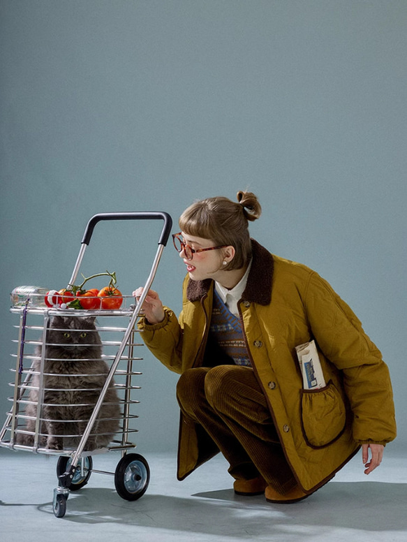 襟配色　綿入りコート　アウター ご注文から商品到着までに約7 20日程度かかります