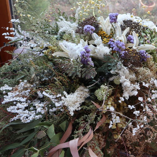 フライングリース　ドライフラワーリース　ドライフラワースワッグ　ミモザ　ユーカリ 超早割価格】大人気！ミモザとユーカリのドライフラワースワッグ 母の