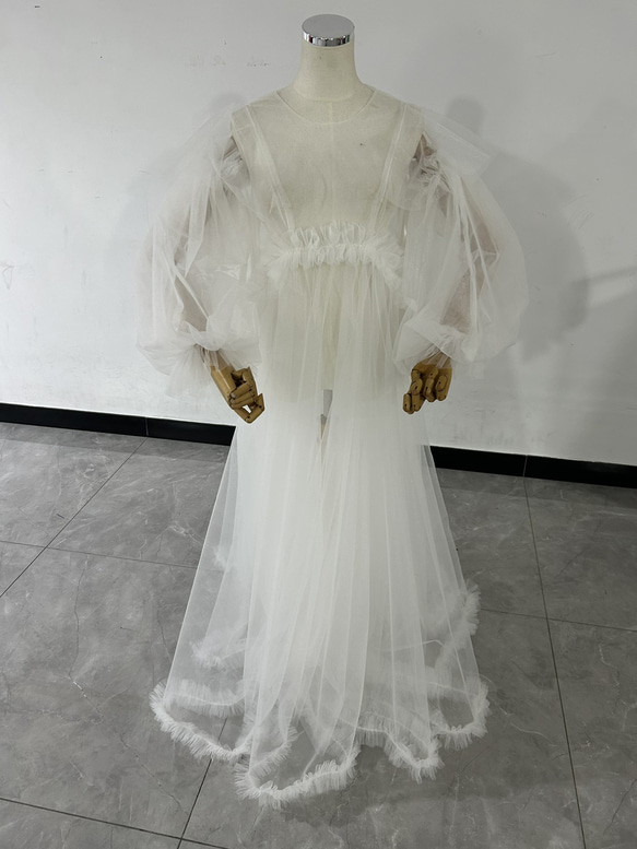 高品質！妊婦ドレス マタニティドレス 写真撮影 オフホワイト