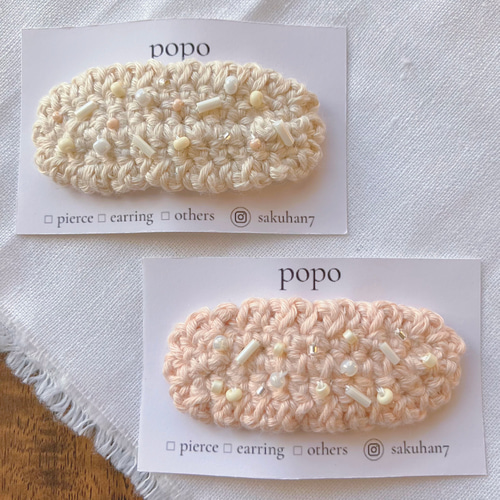 ビーズ刺繍 ぱっちんピン＊ ベビー キッズ ヘアアクセサリー シンプル 