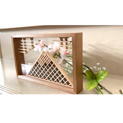 富士山 シリーズ第一弾 組子細工 富士山 インテリア オブジェ 金蘭緞子