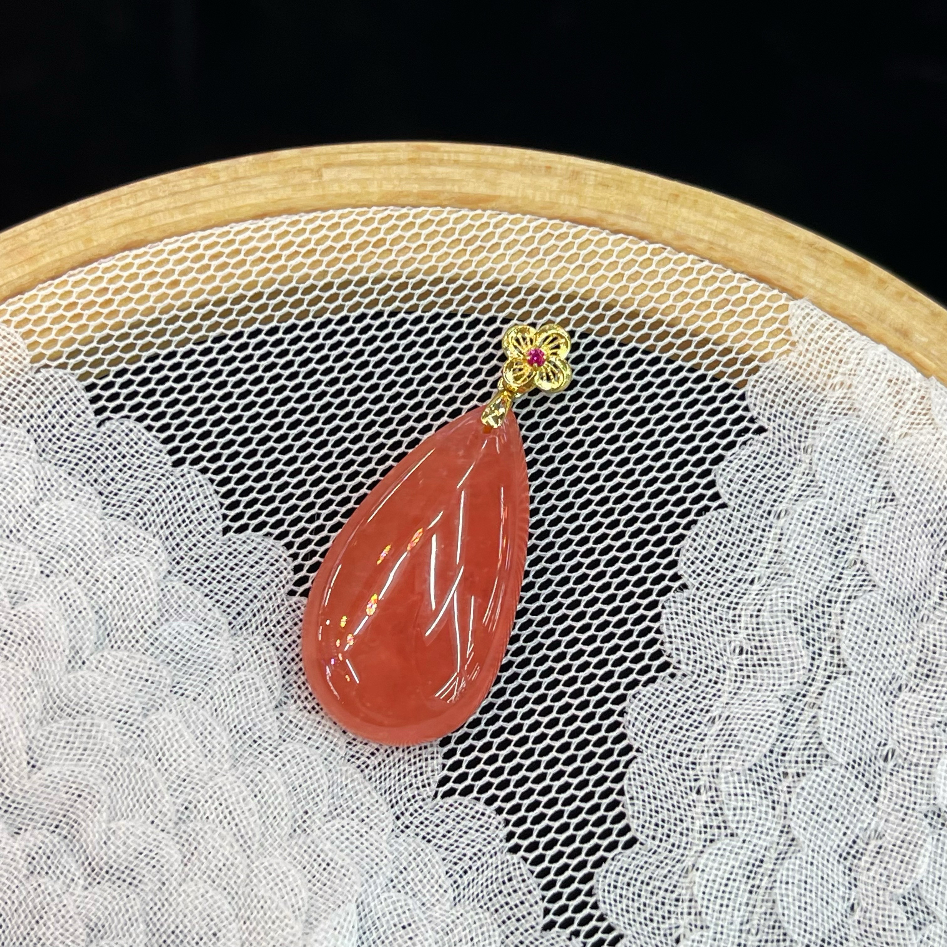 天然無処理　氷種　インカローズ  ダイヤモンドペンダント k18 No888