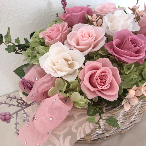 プリザーブドフラワーバスケットアレンジ♡ギフトプレゼント♡お誕生日