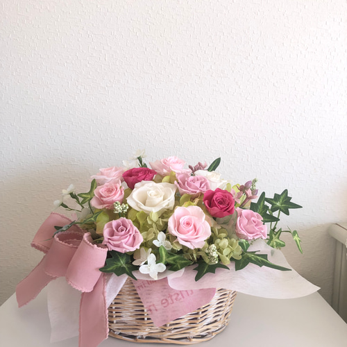 プリザーブドフラワーバスケットアレンジ♡ギフトプレゼント♡お誕生日