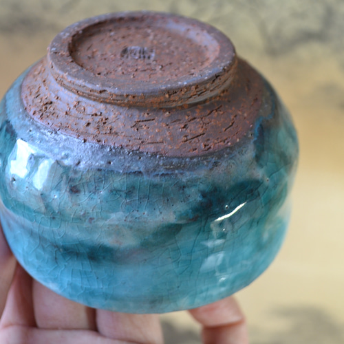 コレクション】汲み出し湯呑(ターコイズブルー) ぐい呑み ☆萩焼