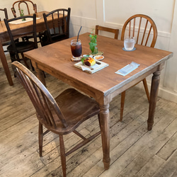 ヒノキW900奥行700 シャビー調 レトロ ろくろ足 カウンター