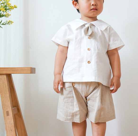 水兵さんコーデ3点セット(ナチュラル)☆ベビー服 女の子 男の子 80  