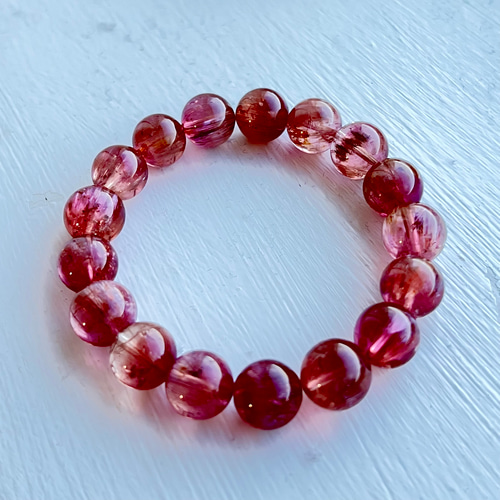 イギリス発送 天然ルベライトトルマリンキャッツアイ ブレスレット