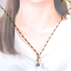 [僅剩 2 件] Flower Charm AAA 堇青石 18K 鍍金框架醫用不鏽鋼項鍊 第8張的照片