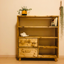 アンティーク オープンラック 棚 チェスト 昭和レトロ z531 ホームテイスト チェストラック 幅82.5cm ヴィンテージ調 片開き扉