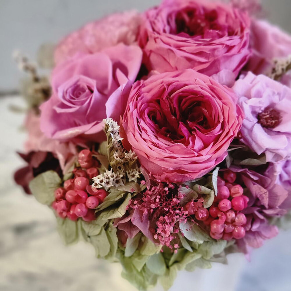 フレンチテイスト大好きなお洒落な方へのギフトに♪ピンクの花でいっぱい♪オールドローズ【creema限定】 3枚目の画像