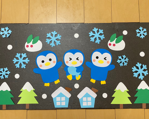 押し絵 かべ飾りキット 雪だるまとペンギン KTO-212 | ゆめ画材