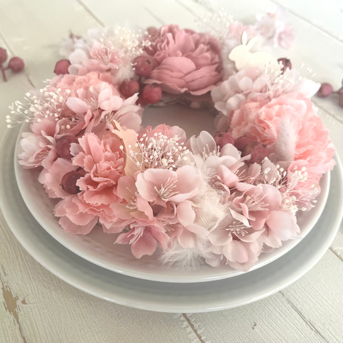 Further☆作品♡ 春待ち早春フラワーリース♡ 雛祭リース♡ひな祭り♡ Further☆様専用作品♡ 春待ち早春フラワーリース♡ 雛祭リース