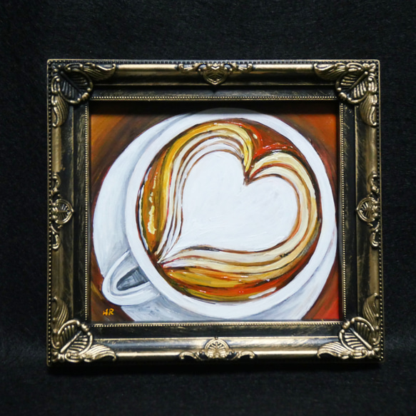 油絵 油彩 油彩画 絵 絵画 ミニ色紙【ラテアートハート】 絵画 HR