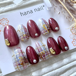 【オーダー】ネイルチップ ニュアンス　ハート　チェック　推し　no.48 f0a8b25fede921a3d3ceb6e059f047
