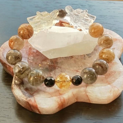 シトリン＆水晶双龍＋千層龍神ガーデン大玉ブレスレット ブレスレット