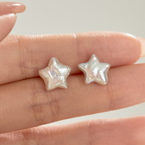 淡水パールのピアス イヤリング 星 真珠 バロック真珠 星 6月誕生石 夏
