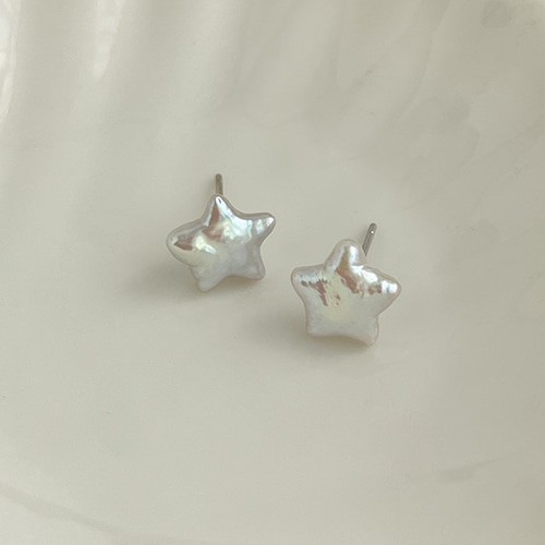 淡水パールのピアス イヤリング 星 真珠 バロック真珠 星 6月誕生石 夏