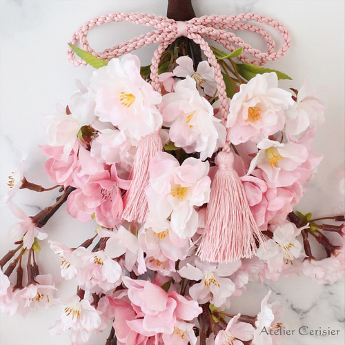 ☆桜 さくら スワッグ ピンクタッセル＜アーティフィシャルフラワー