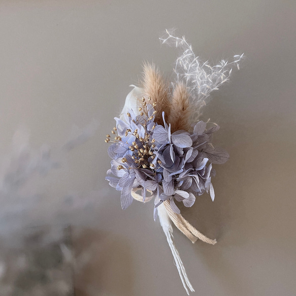 ラベンダー紫陽花のコサージュ　◻︎プリザーブドフラワー◻︎ 卒業式　入学式　コサージュピンtype 2枚目の画像