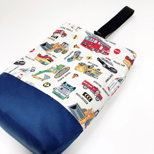 働く車の設計図　生成り　入園入学3点セット　車　男の子 受注製作】レッスンバッグ*働く車カラフル その他入園グッズ