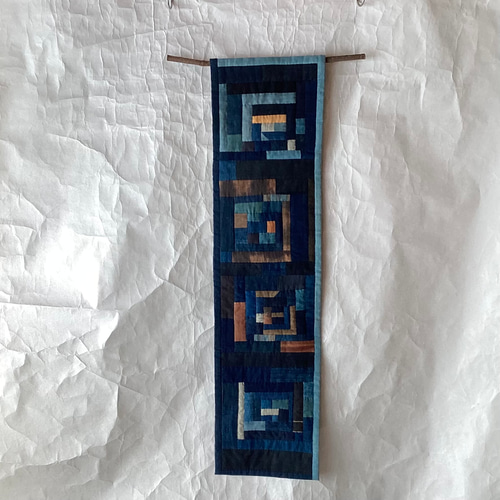 古布 藍染 パッチワークキルト 古布リメイク ハンドメイド