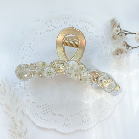 －かすみ草バンスクリップ－【クリア×ホワイト】 1枚目の画像