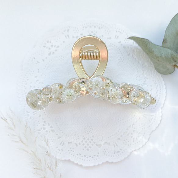 －かすみ草バンスクリップ－【クリア×ホワイト】 3枚目の画像