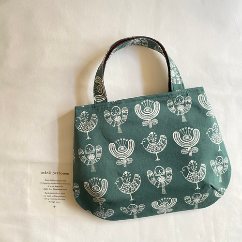 再販です⚮̈ ぷっくりタックバッグ⚮̈ minä perhonen⚮̈ flower, bird 