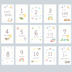 マンスリーカード 月齢カード はがきサイズ L判可能Baby☽:ﾟboy