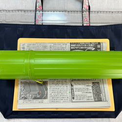 書き初め　バッグ　撥水　大きめ　反射材　27cm×45cm マチ13cm ネイビー　ストライプ   ミント　フラワー　 7枚目の画像