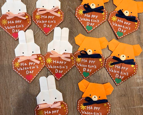 2月 バレンタイン VALENTINE 折紙 メッセージカード メダル