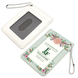 パスケース PUレザー レザー ケース チェーン付き ボールチェーン 通勤 通学 定期 カード プレゼント ギフト 花柄 2枚目の画像