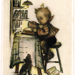 アンティークポストカード 【本を読む男の子】ベルタ・フンメル DA-ACH025 1枚目の画像